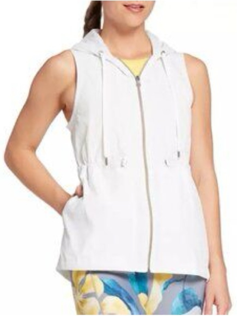 CALIA by Carrie Underwood White Sleeveless Hooded Vest Athleisure running hiking - Picture 6 of 6
